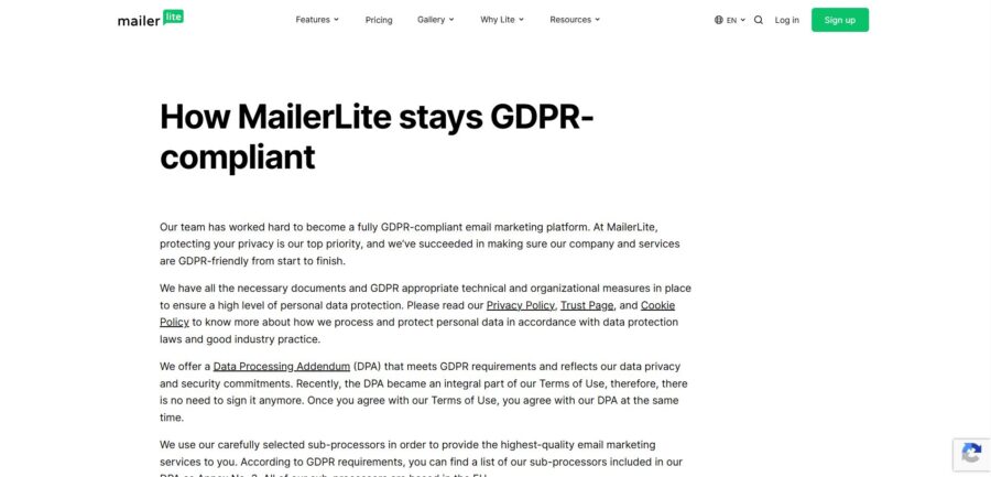 Mailerlite Gdpr