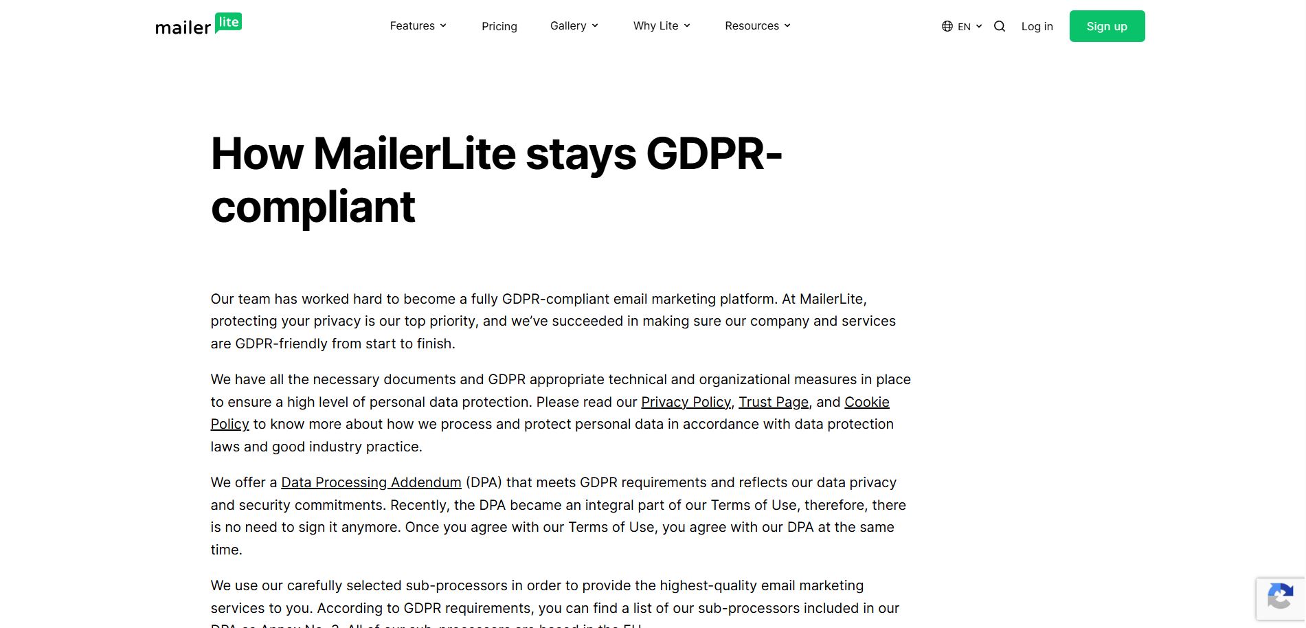 Mailerlite Gdpr